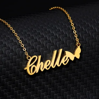 Tabela Kelebek Gerdanlık Altın Kolye Özel Ad Bildirimi Kolye Kadınlar Ketting Collier Femme 2019 Kişiselleştirilmiş Takı