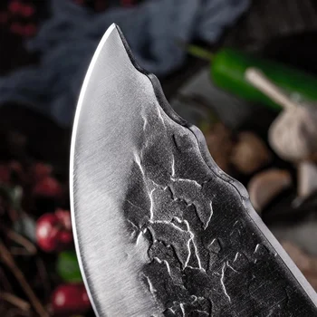 Mutfak Bıçağı Seti Dövme 5Cr15Mov Paslanmaz Çelik Et Cleaver Sebze Dilimleme Şef Kasap Bıçakları Tavuk Kemik Makas 1