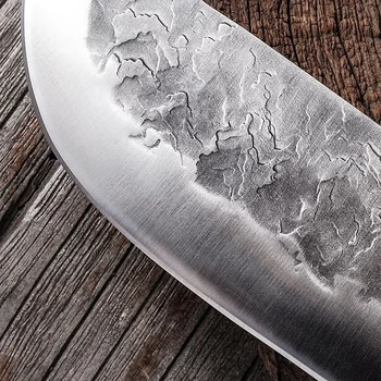 Mutfak Bıçağı Seti Dövme 5Cr15Mov Paslanmaz Çelik Et Cleaver Sebze Dilimleme Şef Kasap Bıçakları Tavuk Kemik Makas 4