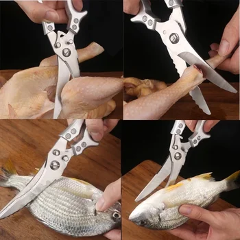 Mutfak Bıçağı Seti Dövme 5Cr15Mov Paslanmaz Çelik Et Cleaver Sebze Dilimleme Şef Kasap Bıçakları Tavuk Kemik Makas 5
