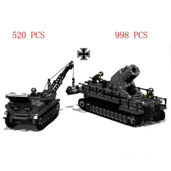 sıcak askeri WW2 alman Ordu Karl Ağır topçu Panzer IV tank araçlarda traktör model tuğla Ammunitiones savaş Blok oyuncaklar
