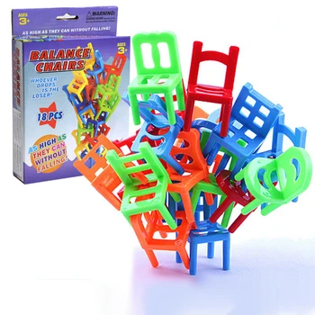 18 Adet / takım Mini İstifleme Sandalyeleri Oyunu Plastik Blok Denge Oyuncak Ebeveyn Çocuk Komik İnteraktif Meydan Oyunu Bebek eğitici oyuncak
