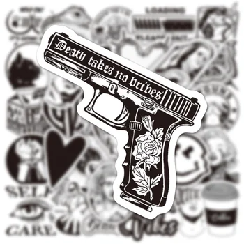 10/30/50 ADET Siyah ve Beyaz INS Tarzı Sanat Alçı Sticker DIY Telefon Laptop Bagaj Kaykay Graffiti Çıkartmaları Çocuk için Eğlenceli