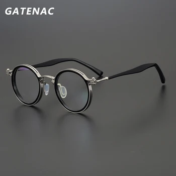 Vintage Yuvarlak Asetat Gözlük Çerçevesi Erkekler Yuvarlak Miyopi Optik Reçete Gözlük Çerçevesi Kadın Kore Lüks Marka Gözlük