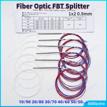 10 adet Fiber Optik FBT Splitter 10/90 20/80 30/70 40/60 50/50 Çeşitli Türleri 1x2 0.9 mm Dengesiz Çoğaltıcı Konnektörler Olmadan