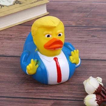 Karikatür Trump Ördek Banyo Duş Su Yüzen ABD Başkanı Lastik Ördek Bebek Oyuncak Su Oyuncak Duş Ördek Çocuk Banyo şişme oyuncak