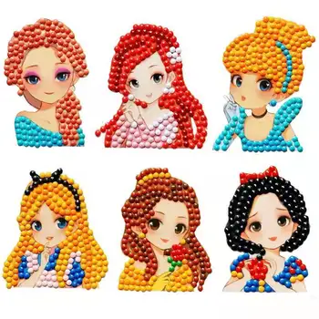 6 ADET DİY Elmas Boyama Disney Prenses Çıkartmalar Mozaik El Sanatları Kitleri Nakış Elmas Etiket Bardak Kitap telefon süsü 0