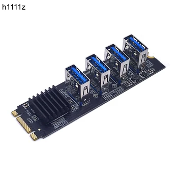 M. 2 Yükseltici Kart M2 NGFF NVME PCIE PCI Express X16 1 ila 4 USB 3.0 Yuvası Çoğaltıcı Hub Adaptörü Antminer Bitcoin Madenci Madencilik